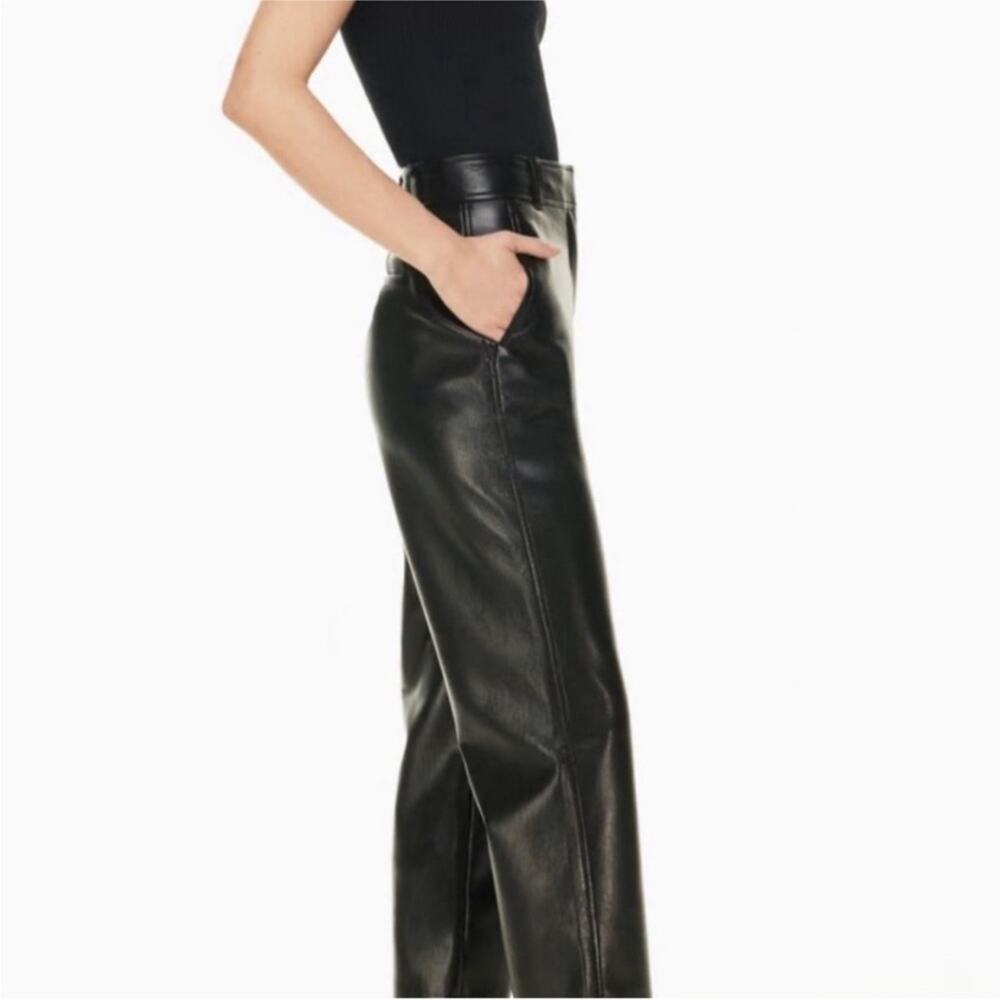 Aritzia Babaton Belted High Waist Black Pant Faux Leather size 6
